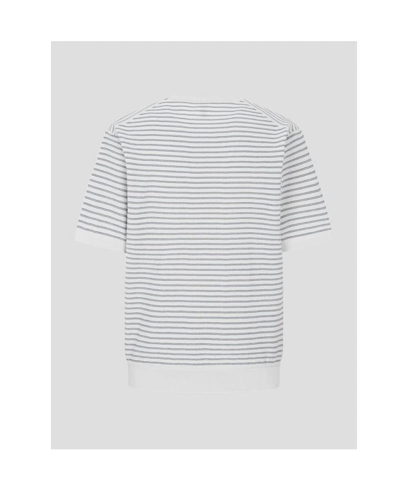Binpolmen Gentle Tech Casual Pinstripe Round Knit Light Gray