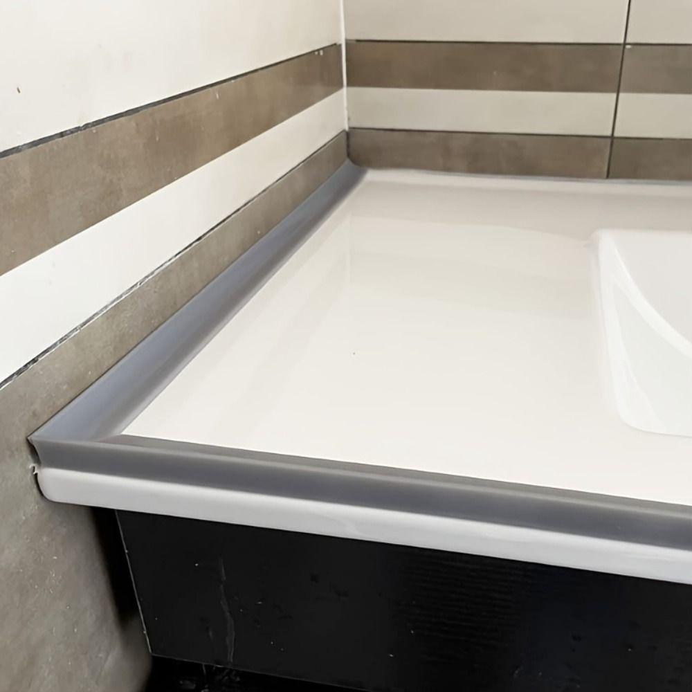 Self-Adhesive Floor Retaining Barrier L-shaped Shower Barrier Silicone Water Barrier  Toilet Sinks