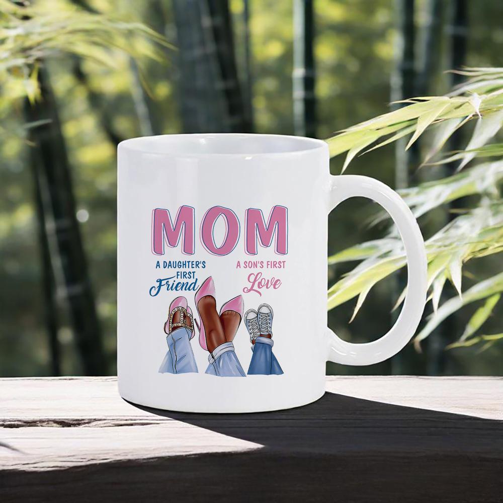 Mother's Day Coffee Mug Love You Mom Ceramic Mug Floral Pattern Water Cup for Mum Cozy Present for Mother Daily Use Unusual Mugs