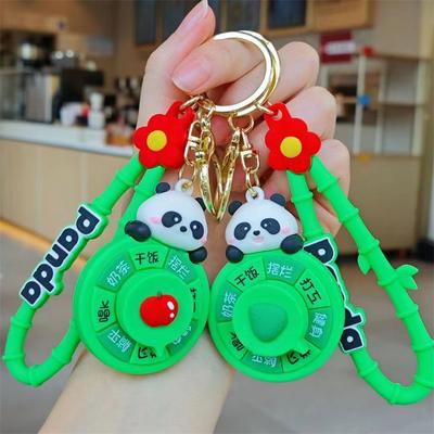 Fun Funny Tide Play Panda Kapibara Turntable Keychain School Bag Pendant Doll Machine Children's Toy Gifts