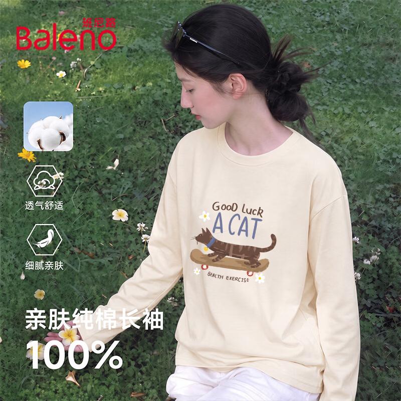 Baleno Women's Cotton Long-Sleeve Crewneck T-Shirt