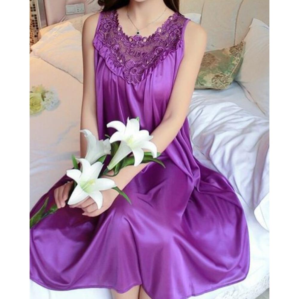 Women's Lightweight Nightdress Stylish Plus Size Sleeveless Dress Loose-Fitting Pyjamas Ice Silk One-Piece Nightdress