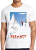 Alpi Svizzere Sci Zermatt Vallese Svizzera Poster Vintage Cool T-Shirt M58