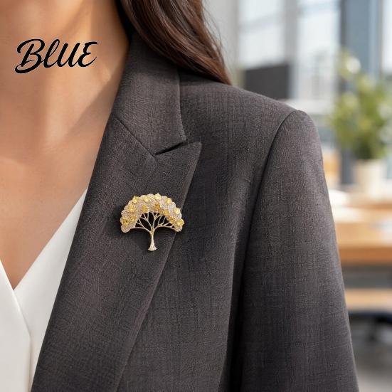 Statement Brooch Pin Wishing Tree Design Lapel Pin with Sparkling