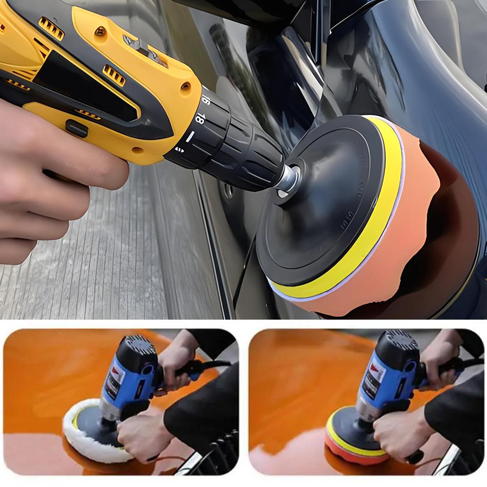 3/5inch CarPolishing Disc 8/9Pcs/Set Self-Adhesive Buffing Waxing Sponge Wool Wheel Polishing Pad For Car Polisher Drill Adapter