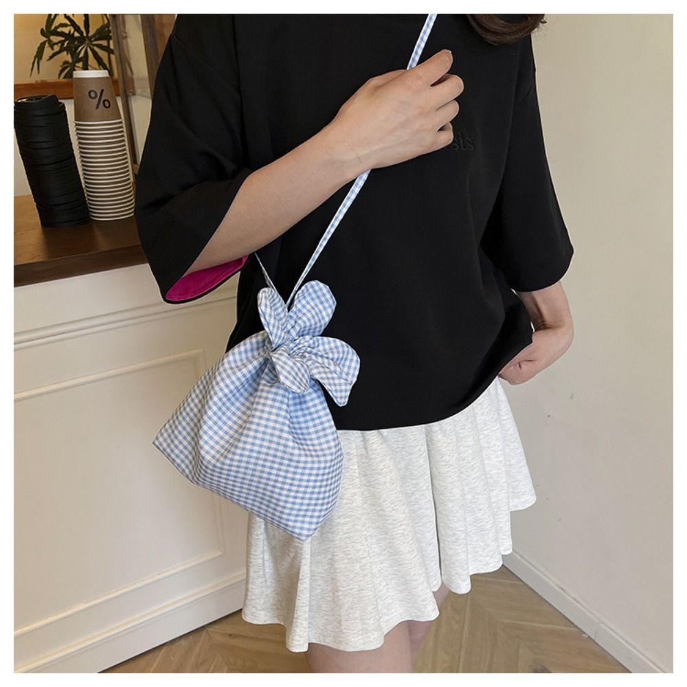 Printing Flower Handbag Korean Style Shoulder Bags Lightweight Plaid Drawstring Bag  Student