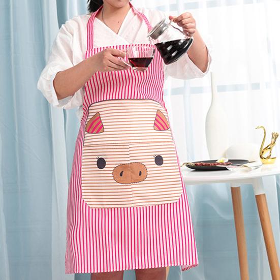 Kitchen Apron with Soft Strap Pig Pattern Polyester Easy to Clean Cooking Bib for Baking
