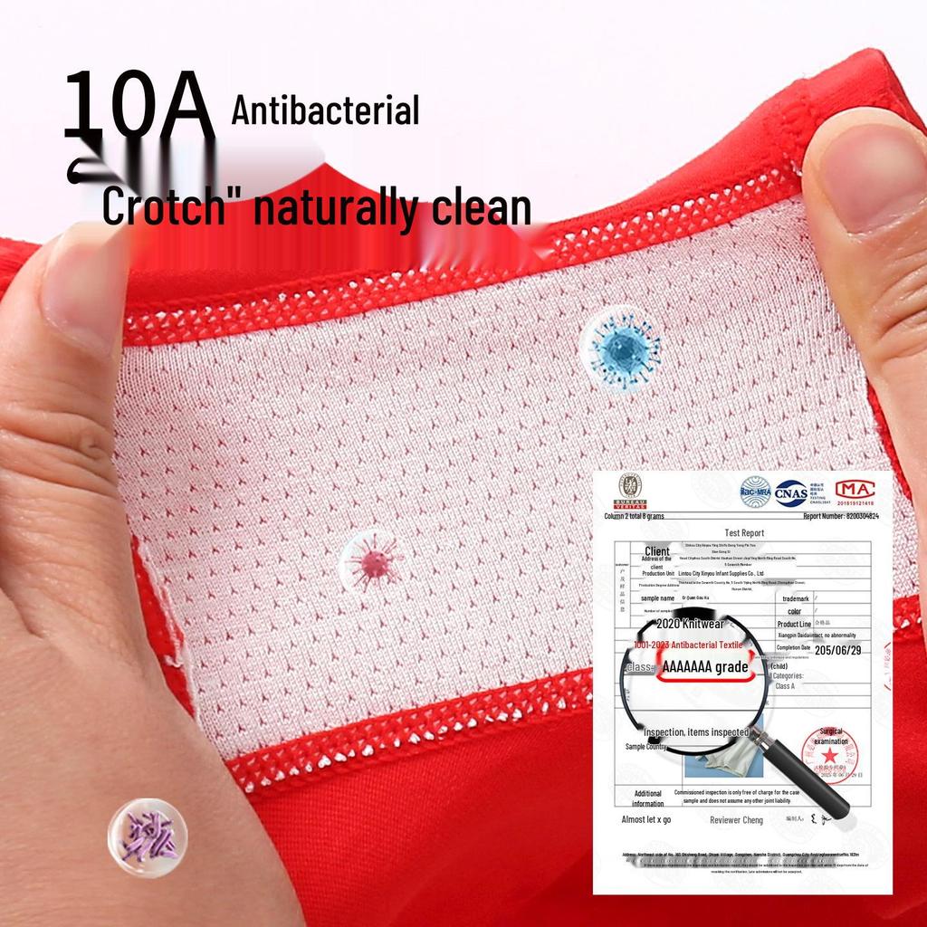 Children's New Year Boxer Briefs - Baby Girl Year of the Horse Pure Cotton Antibacterial Red Festive Underwear