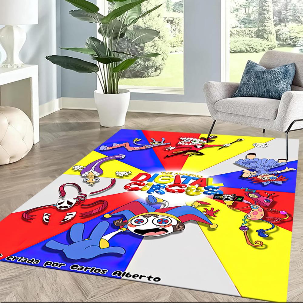Digital Circus Floor Rug Office Rug Design for Playrooms Game Room Balcony Foyer Anti-slip Rug Decorate Offices Perfect Gift for Friends & Family