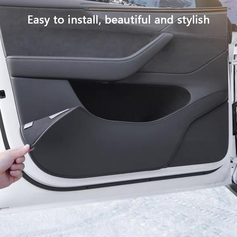 AAAIT1 Car Door Anti-Kick Pads For Tesla Model 3/Y/YL 2017-2026 PU Leather Front and Rear Door Side Panel Protection Pad Car Decoration