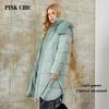 PINK CHIC 2023 New Winter Coat Women Down Jackets High Quality  Fur Collar Warm  Hooded Long Version Parka Female W6607