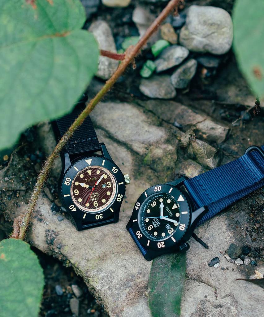 TRIWA Men's & Women's (Unisex) Watch with Recycled Canvas Strap, Brown and Black, Made In Japan, TFO224-CL150101-J, TIME FOR SUB OCEANS CAMP,