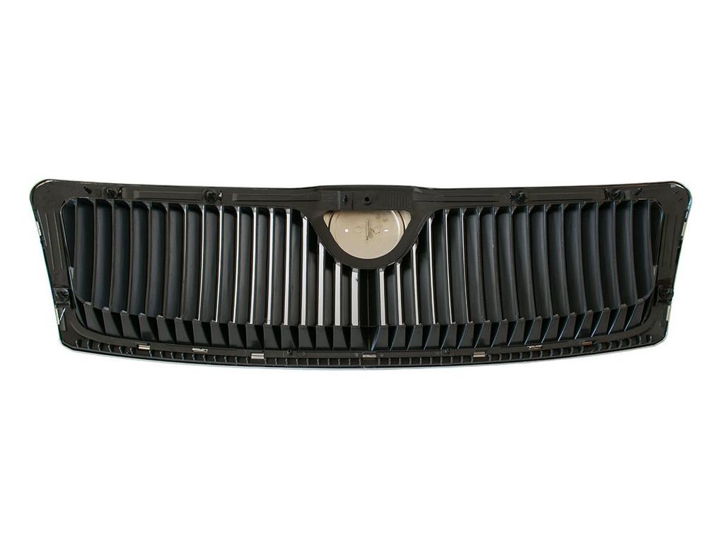 Skoda Octavia II 04-08 Front Grill Between Headlights, Chrome with Black Bars