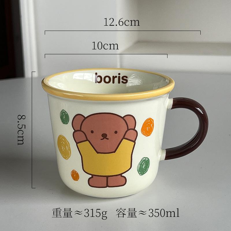 Miffy Rabbit New Handle Ceramic Cup Kawaii Rabbit Print Mark Milk Coffee Cup Fashionable Instagram Style Home Cute Cup