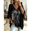 Printed Plus-Size Women's V-Neck Batwing Sleeve T-Shirt Bohemian Ethnic Print Loose Top Summer Comfortable Breathable Daily Commute Casual