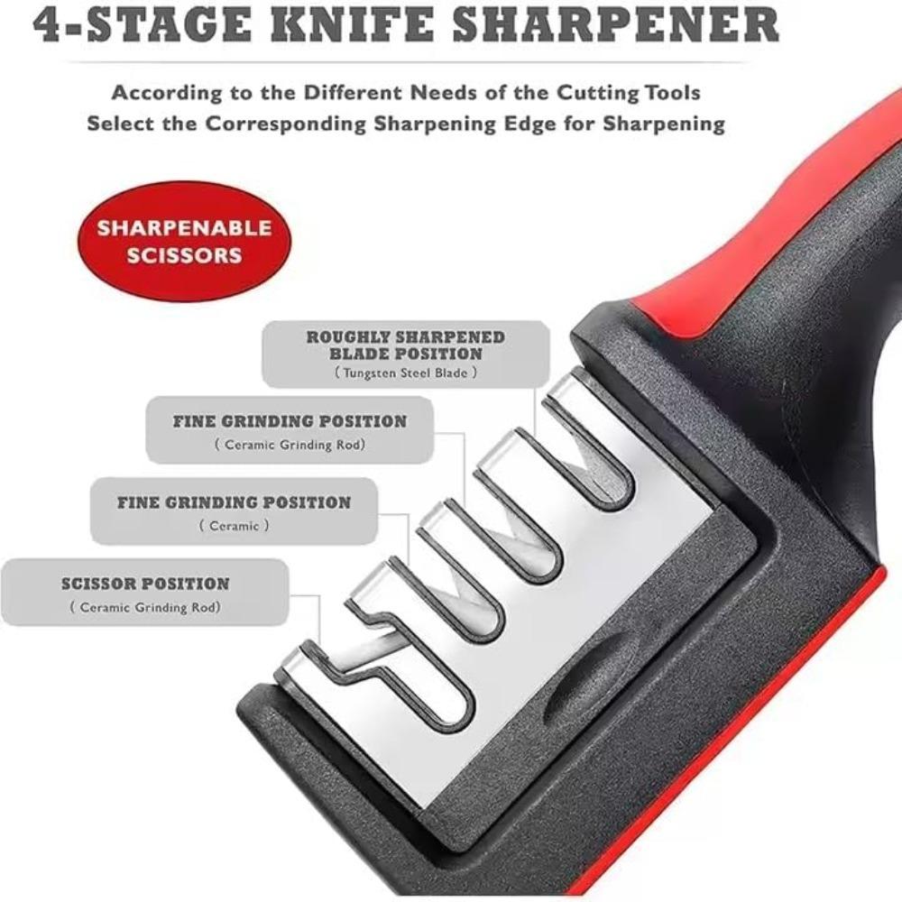 3/4 Section Knife Sharpener Ergonomic Non-slip Handle Kitchen Dedicated Whetstone Manual Knife Sharpening Tool Kitchen Tool