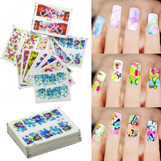 50 ark vannmerkeklistremerker Midlertidige tatoveringer DIY Nail Art Tips Manikyrdekaler
