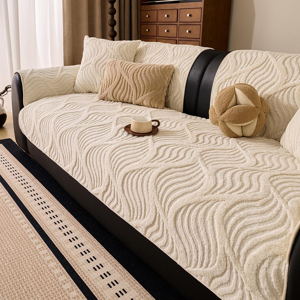 Зимняя подушка на диван с дизайном «Водяная рябь» 4 цвета Противоскользящая Защита дома Мягкая Уютная Декоративная подкладка на сиденье для гостиной 70x70cm бежевый