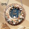 Eid Mubarak Door Sign Moon Star 2D Acrylic Pendant Islamic Ramadan Decoration Door Hanging Sign for Ramadan Mubarak Eid Decorations