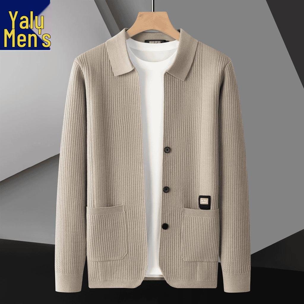 Woodpecker Men's Autumn Knitted Cardigan: Business Casual, Fashionable & Versatile for Middle-Aged Men