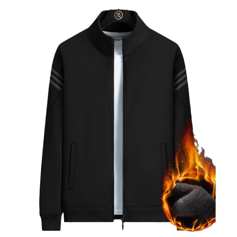 Autumn and Winter Casual Velvet Sweatshirt Men's Winter Stand-up Collar Sweatshirt Men's Loose Sports Warm Jacket Long Sleeves