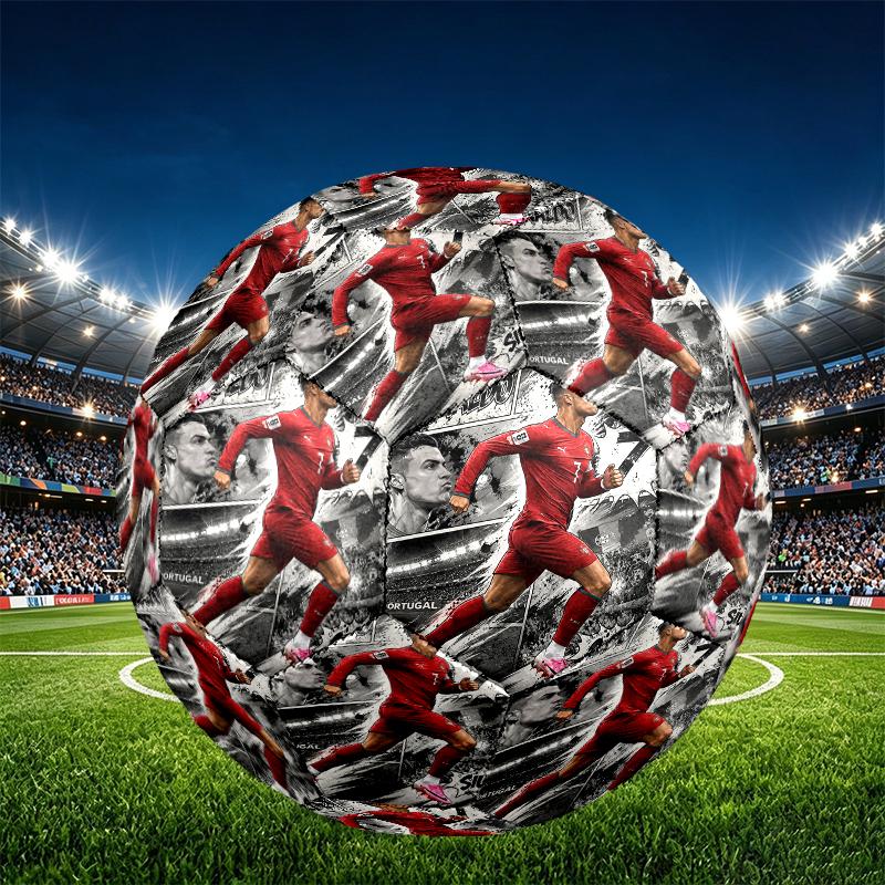 Cristiano Ronaldo Print Size 5 Soccer Ball, PU Wear Resistant Football for Match Training and Daily Practice, Birthday Gift for Soccer Fans