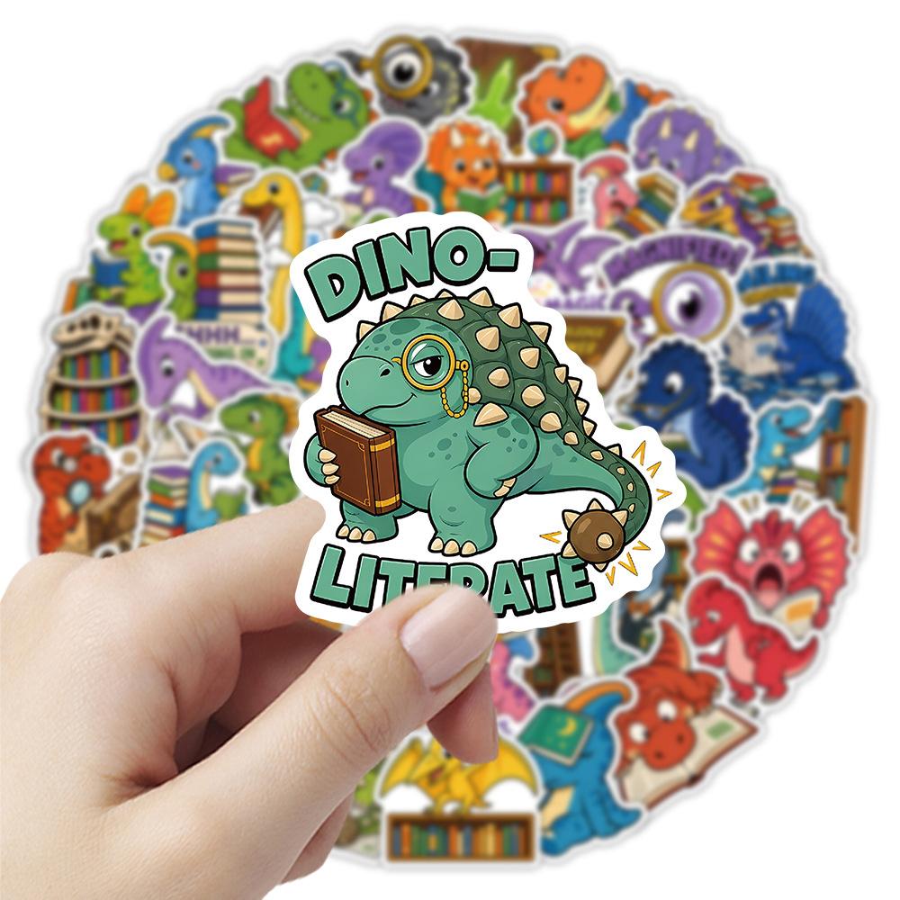 10/30/50pcs Cartoon Dinosaur Reading Book Graffiti Stickers Cute Animal Decal DIY Notebook Luggage Suitcase Reward Funny Sticker