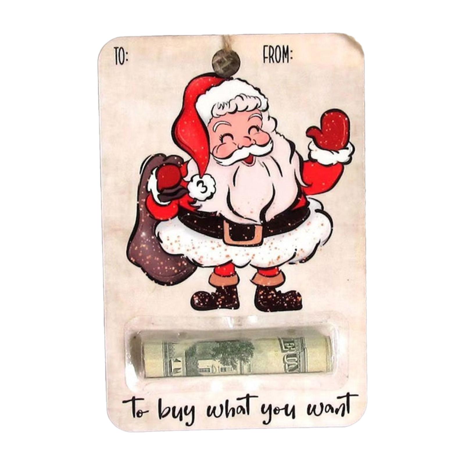 

Wood Christmas Money Holder Festive Money Clip Ornament Wallet Pendant Decor for Tree Decoration Holiday Party Supplies C