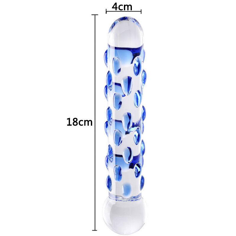 Männlich und weiblich mit Glaskristalldildo, hinterer Analplug, Stimulation durch beheiztes Masturbations-Alternativspielzeug