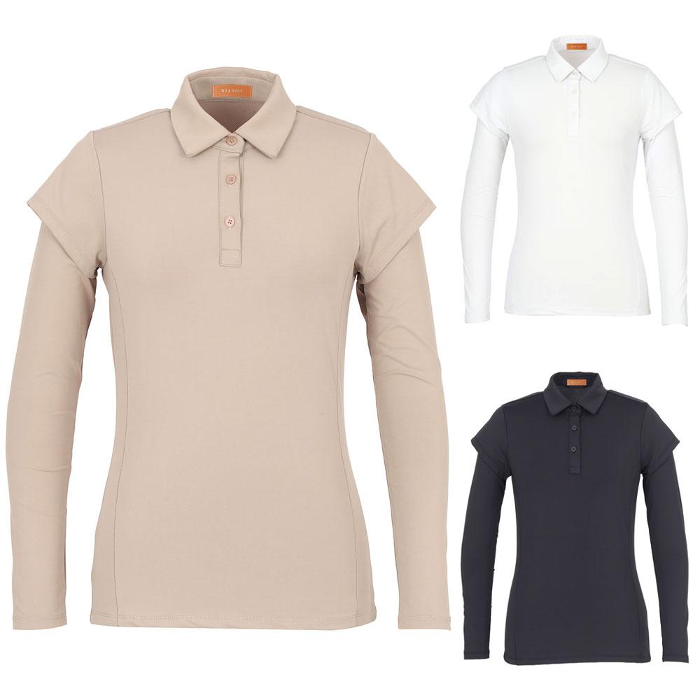 KIM YOUNG JOO GOLF Spring/Autumn Double Sleeve Collared Neck Spandex Women'S Golf T-Shirt Dpslts50