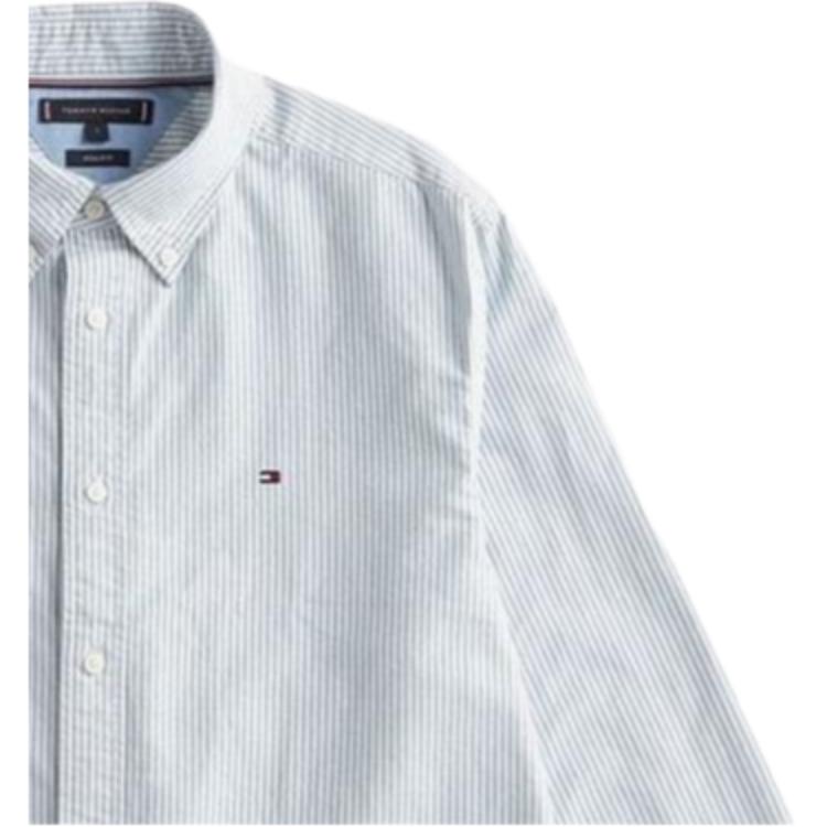 Tommy Hilfiger Striped Brand Logo Button Long Sleeve Shirt Men shirts MW41249000-0CE