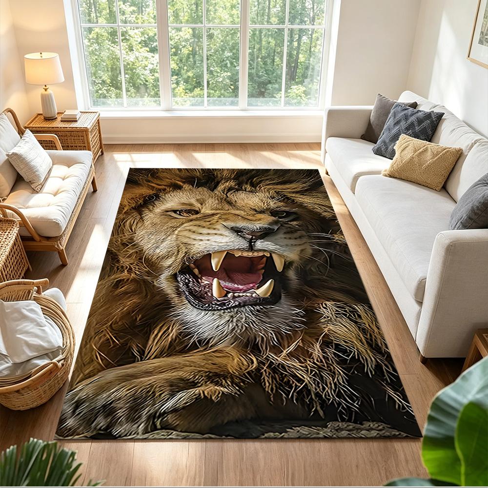 Lion And Cub Bond Non-Slip Home Carpet Design for Office Decor Living Room Bedroom Gift