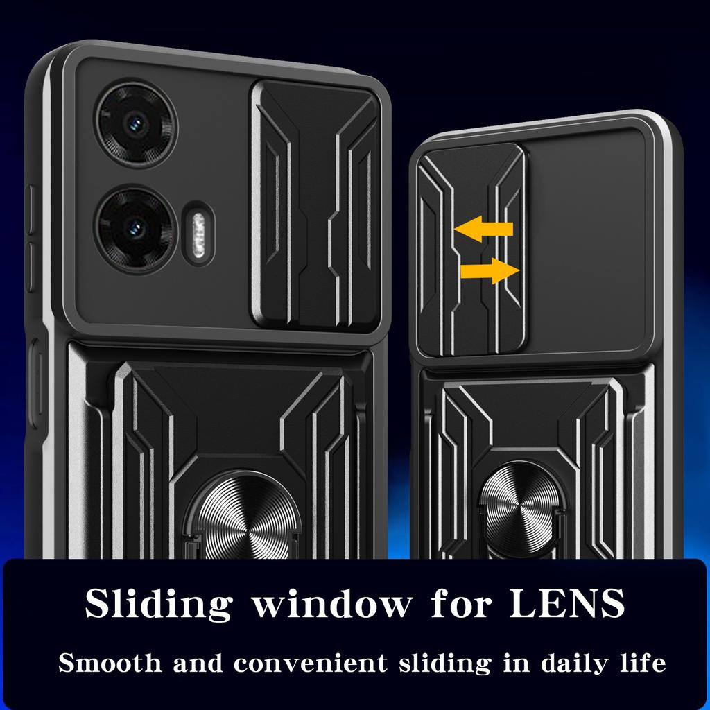 Pro Motorola Moto G35 5G Pouzdro PC+TPU Stojánek Kryt zadní strany telefonu s posuvníkem na fotoaparát