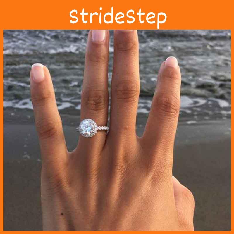 Timeless White Luxury Ring With Full Rhinestone And Silver Plated Detailing