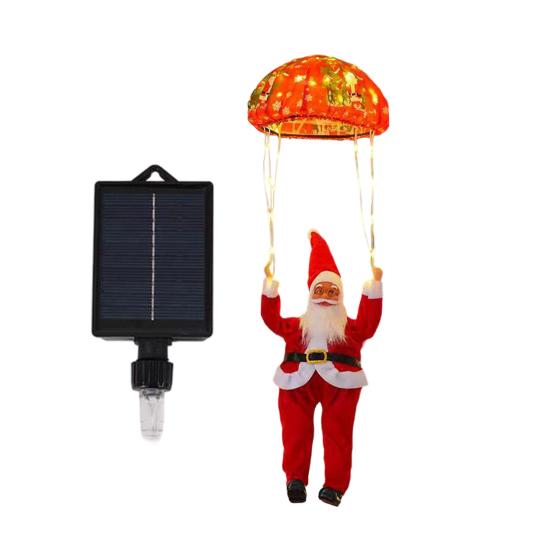 Święty Mikołaj Spadochron Lampki Świąteczne 8 Trybów Lampki Sznurowe z Pozami DIY Dekoracja Wewnętrzna Zewnętrzna do Domu Drzewka Podwórka Świąteczny Prezent