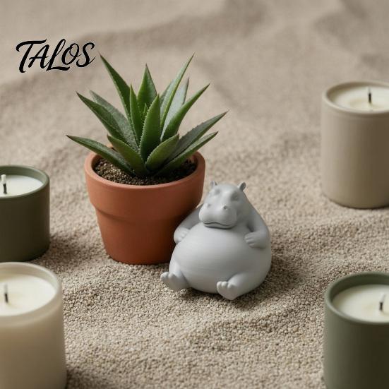 Small Gifts for Animal Lovers 3D Printed Chubby Hippo Figurine, Lazy Hippopotamus Statue, Cute Decorative Figures Desk Ornament Home Office