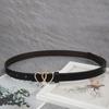 Versatile PU Leather Belt Simple Waist Belt Heart Buckle Thin Belt  Dresses Decoration