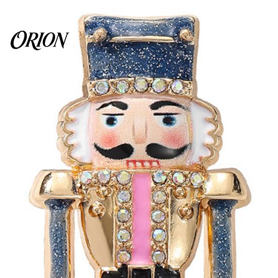 Decorative Suit Accessory Christmas Nutcracker Brooch Pin, Rhinestone Enamel Soldier Badge for Alloy Jewelry Women Men, Xmas Holiday Coats Sweaters