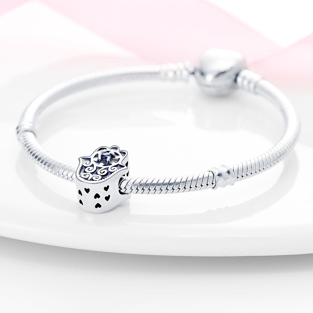 925 Silver Fatima Hand Beaded DIY Style Bracelet Necklace Charm Jewelry