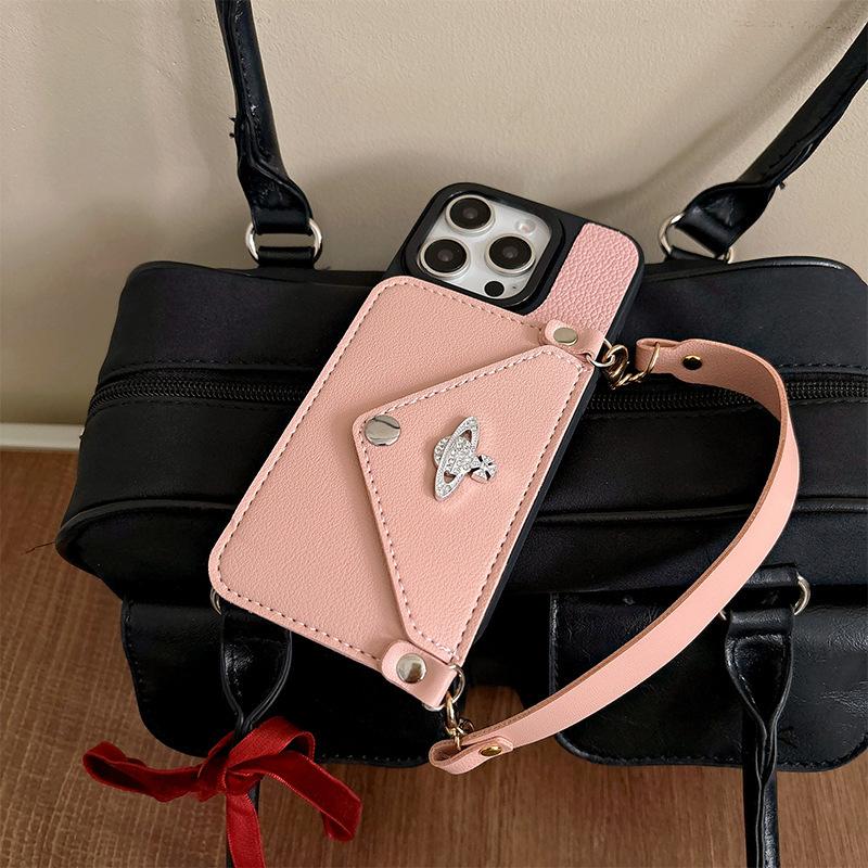 

For Apple 16promax Rhinestone Button Wallet Mobile Phone Case for IPhone15 Portable Card Bag Planet Female New Model For iPhone X/XS