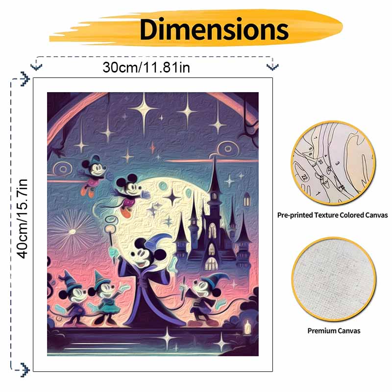 Disney Mickey Mouse magic castle oil painting art set handmade diy gift home decoration