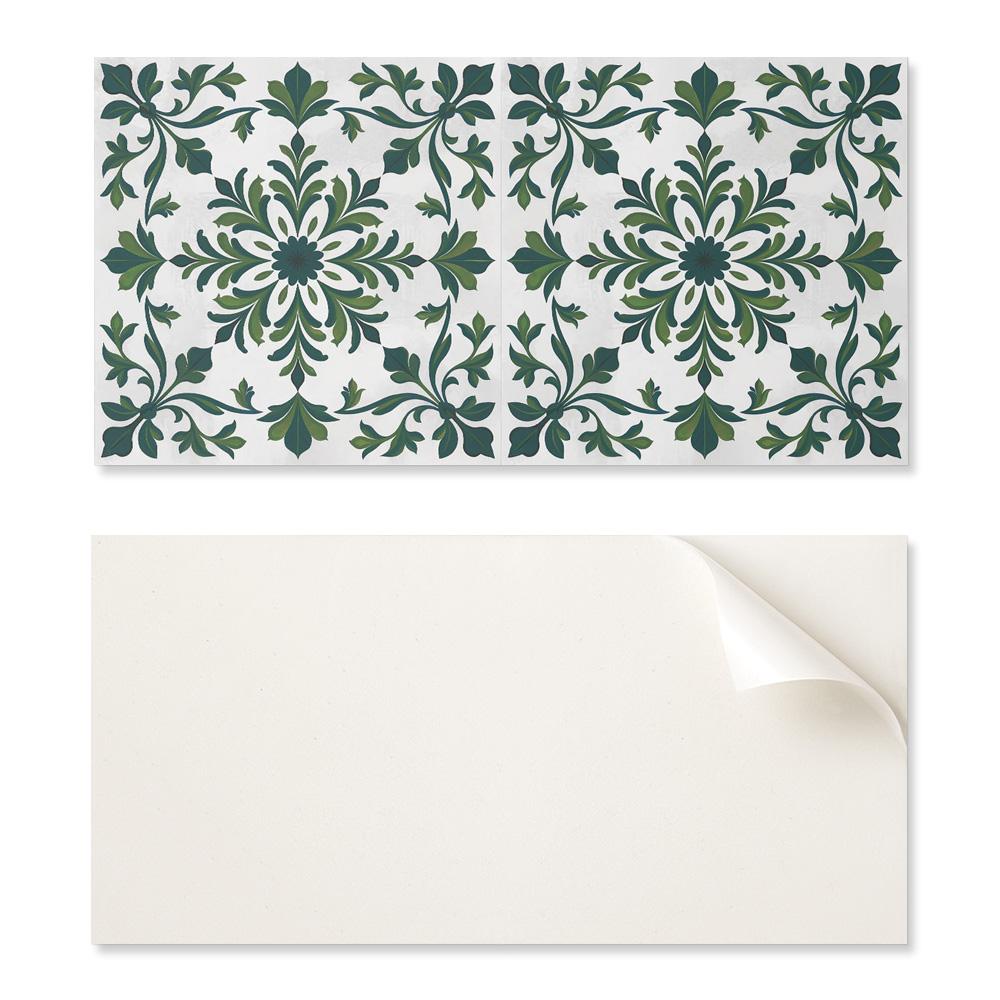 Self-adhesive Vinyl Panel with Print for Bathroom 100x50 cm Plant Pattern with Ornaments