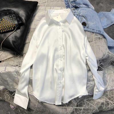 Γυναικείο Πουκάμισο Πέτο Μακρυμάνικο Casual Πουκάμισο Εργασίας Μονόχρωμο Άνετη Γραμμή Λείο Σατέν Καθημερινή Φορεσιά