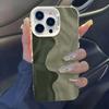 Minimalist Green Wavy Marble Pattern Design Protective Cover for iPhone 17 16 15 14 13 12 11 16E Series Pro Max Plus