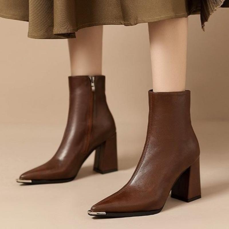 New Trend Women Ankle Boots Sexy Pointed Toe Heeled Shoes Chunky Fashion Pumps  Winter Woman High Heels Goth Chelsea Botas