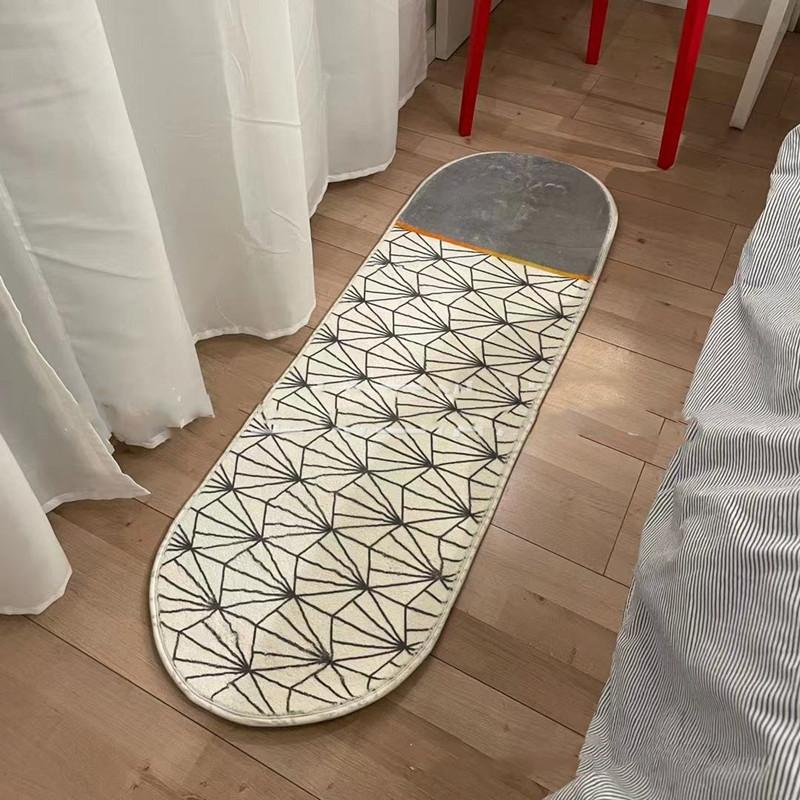 Bedroom Bedside Oval Carpet Modern and Simple Machine Washable Bay Window Balcony Long Strip Short Plush Carpet