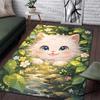 Mehrere Größen Niedliches Kätzchen in Blumen Teppich für Wohnzimmer Schlafzimmer Sofa Heimdekoration Rus Rutschfeste Bodenmatte Luxuriöses Geschenk
