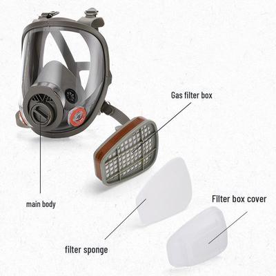 Full Face Silicone Gas Mask for Spray Painting, Chemical Pesticide Protection, Anti-Gas Filter, Wide View.