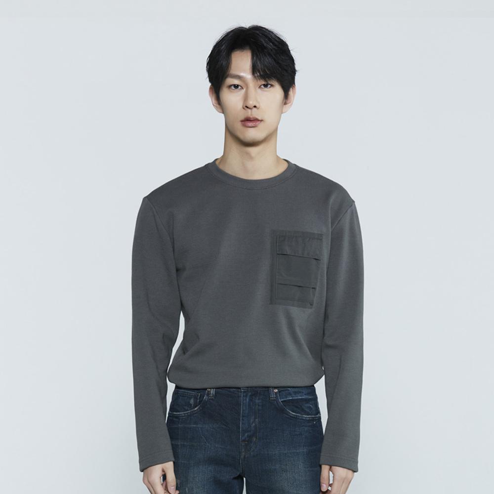 Burkeru Men S Waffle Woven Pocket Long Sleeve Ts Khaki Khaki_L
