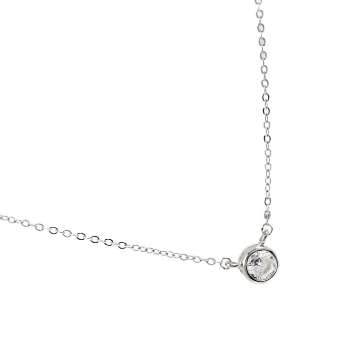 Luxenter Collier de zirconium brillant finition en rhodium - Akele
